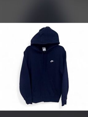 Nike Navy Blue Pullover Hoodie with White Swoosh